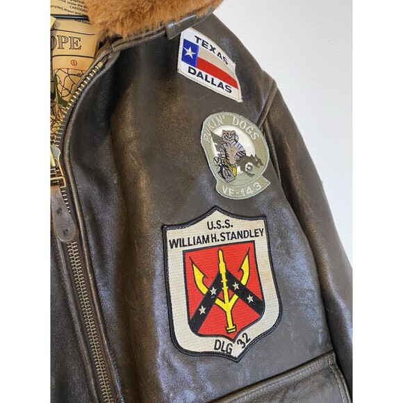 COCKPIT USA NAVY G-1 LEATHER JACKET BROWN MADE IN USA SIZE 3XL - Picture 5 of 11